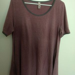 Lularoe Perfect T - heathered pink - gray hems